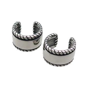 Stainless Steel Clip Earrings Antique Silver, approx 13-15mm [SSB4143]