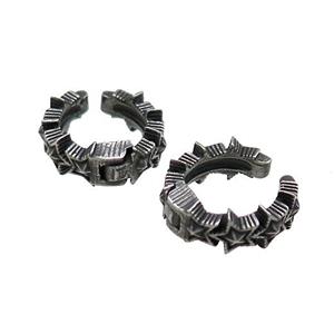 Stainless Steel Clip Earrings Star Antique Silver, approx 13-15mm [SSB4144]