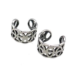 Stainless Steel Clip Earrings Antique Silver, approx 13-15mm [SSB4147]