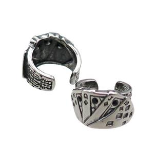 Stainless Steel Clip Earrings Poker Antique Silver, approx 13-15mm [SSB4150]