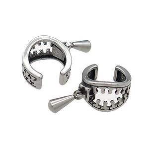 Stainless Steel Clip Earrings Antique Silver, approx 13-15mm [SSB4153]