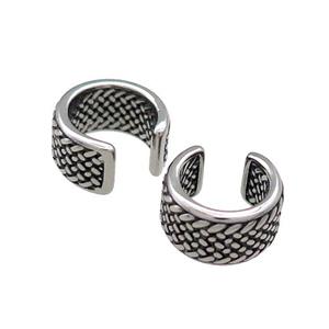 Stainless Steel Clip Earrings Antique Silver, approx 13-15mm [SSB4154]