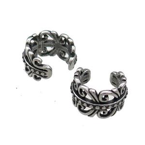 Stainless Steel Clip Earrings Antique Silver, approx 13-15mm [SSB4159]