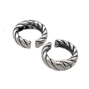 Stainless Steel Clip Earrings Antique Silver, approx 13-15mm [SSB4161]