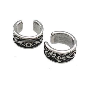 Stainless Steel Clip Earrings Eye Antique Silver, approx 13-15mm [SSB4165]
