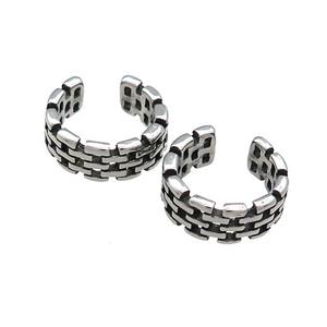 Stainless Steel Clip Earrings Antique Silver, approx 13-15mm [SSB4171]