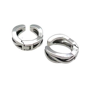 Stainless Steel Clip Earrings Antique Silver, approx 13-15mm [SSB4174]