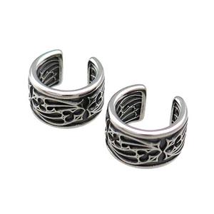 Stainless Steel Clip Earrings Antique Silver, approx 13-15mm [SSB4176]