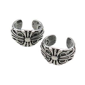Stainless Steel Clip Earrings Antique Silver, approx 13-15mm [SSB4180]