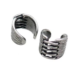 Stainless Steel Clip Earrings Antique Silver, approx 13-15mm [SSB4181]