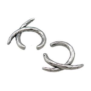 Stainless Steel Clip Earrings Antique Silver, approx 13-15mm [SSB4182]