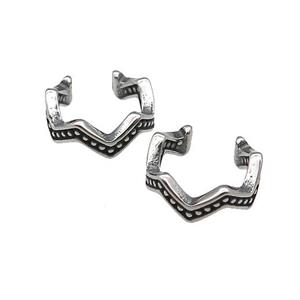 Stainless Steel Clip Earrings Antique Silver, approx 13-15mm [SSB4188]