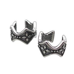 Stainless Steel Clip Earrings Antique Silver, approx 13-15mm [SSB4189]