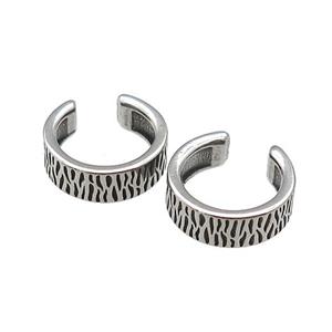 Stainless Steel Clip Earrings Antique Silver, approx 13-15mm [SSB4190]