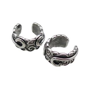 Stainless Steel Clip Earrings Antique Silver, approx 13-15mm [SSB4191]