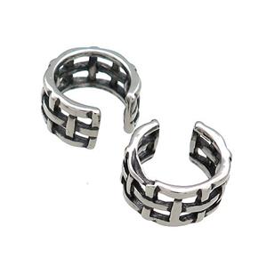Stainless Steel Clip Earrings Antique Silver, approx 13-15mm [SSB4198]
