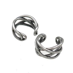 Stainless Steel Clip Earrings Antique Silver, approx 13-15mm [SSB4201]