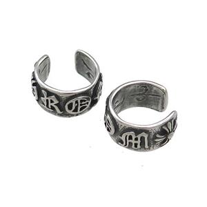 Stainless Steel Clip Earrings Antique Silver, approx 13-15mm [SSB4202]