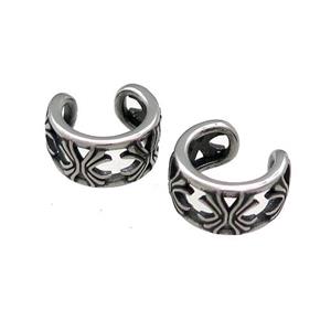 Stainless Steel Clip Earrings Antique Silver, approx 13-15mm [SSB4203]
