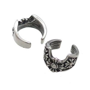 Stainless Steel Clip Earrings Antique Silver, approx 13-15mm [SSB4211]