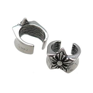 Stainless Steel Clip Earrings Antique Silver, approx 13-15mm [SSB4213]