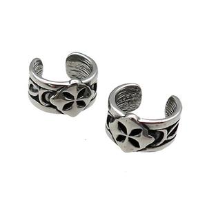 Stainless Steel Clip Earrings Antique Silver, approx 13-15mm [SSB4217]