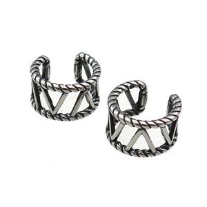 Stainless Steel Clip Earrings Antique Silver, approx 13-15mm [SSB4218]