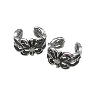 Stainless Steel Clip Earrings Antique Silver, approx 13-15mm [SSB4223]