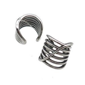 Stainless Steel Clip Earrings Antique Silver, approx 12-13mm [SSB4225]