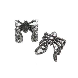 Stainless Steel Clip Earrings Spider Antique Silver, approx 13mm [SSB4228]