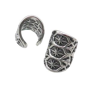 Stainless Steel Clip Earrings Northstar Antique Silver, approx 19mm, 13mm [SSB4229]