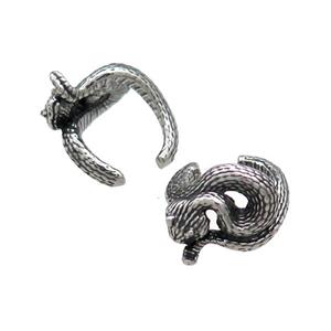 Stainless Steel Clip Earrings Snake Antique Silver, approx 11mm, 16mm [SSB4240]