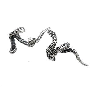 Stainless Steel Clip Earrings Snake Antique Silver, approx 30mm, 15mm [SSB4241]