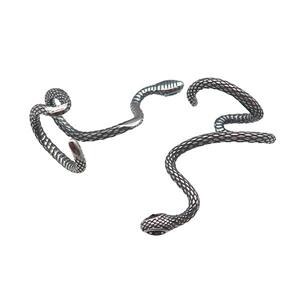 Stainless Steel Clip Earrings Snake Antique Silver, approx 30mm, 13mm [SSB4242]