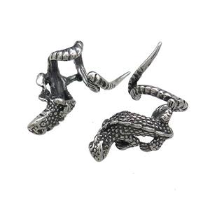Stainless Steel Clip Earrings Snake Antique Silver, approx 30mm, 15mm [SSB4247]