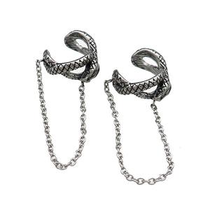 Stainless Steel Clip Earrings Antique Silver, approx 13mm, 50mm length [SSB4253]