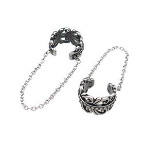Stainless Steel Clip Earrings Antique Silver, approx 13.5mm, 50mm length [SSB4254]