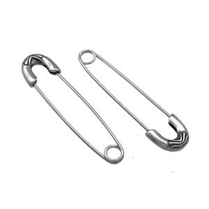 Stainless Steel Safety Pins Antique Silver, approx 6-8mm, 40mm [SSB4257]