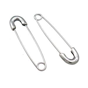 Stainless Steel Safety Pins Antique Silver, approx 9-13mm, 40mm [SSB4264]