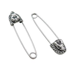 Stainless Steel Safety Pins Antique Silver, approx 9-13mm, 40mm [SSB4265]
