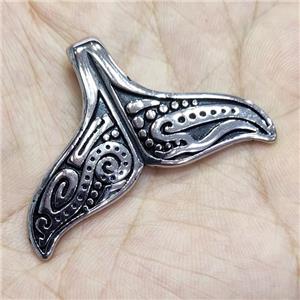 Stainless Steel Pendant Shark-tail Antique Silver, approx 34-48mm [SSB4279]