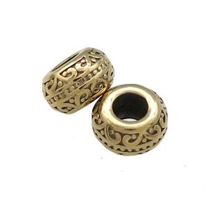 Stainless Steel Rondelle Beads Large Hole Gold Plated, approx 8-12mm, 5mm hole [SSB4281]