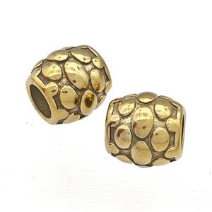 Stainless Steel Barrel Beads Large Hole Gold Plated, approx 12mm, 6mm hole [SSB4282]