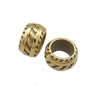 Stainless Steel Rondelle Beads Large Hole Gold Plated, approx 12.5mm, 8mm hole [SSB4287]