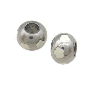 Raw Stainless Steel Rondelle Beads Large Hole Enamel Flower, approx 10mm, 4mm hole [SSB4293]