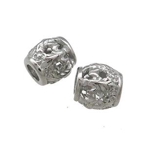 Raw Titanium Steel Barrel Beads Large Hole Hollow, approx 9-10mm, 4mm hole [SSB4301]