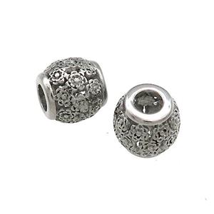 Raw Titanium Steel Barrel Beads Large Hole Hollow, approx 9-10mm, 4mm hole [SSB4303]