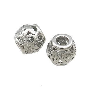 Raw Titanium Steel Barrel Beads Large Hole Hollow, approx 9-10mm, 4mm hole [SSB4305]