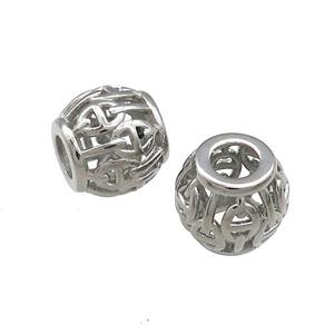 Raw Titanium Steel Barrel Beads Large Hole Hollow , approx 9-10mm, 4mm hole [SSB4307]