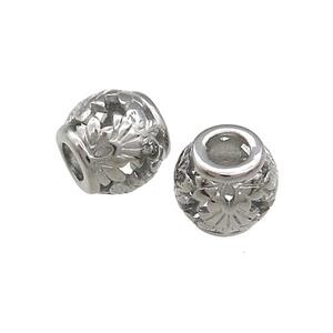 Raw Titanium Steel Barrel Beads Large Hole Hollow , approx 9-10mm, 4mm hole [SSB4309]